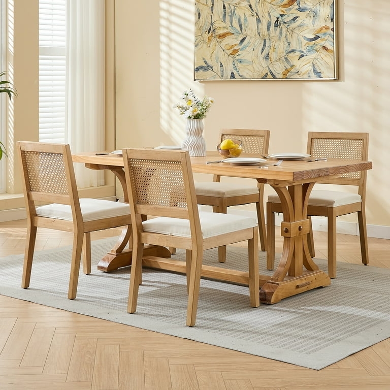 Dining Chair Cane Back Weathered Wood Cabriole Legs