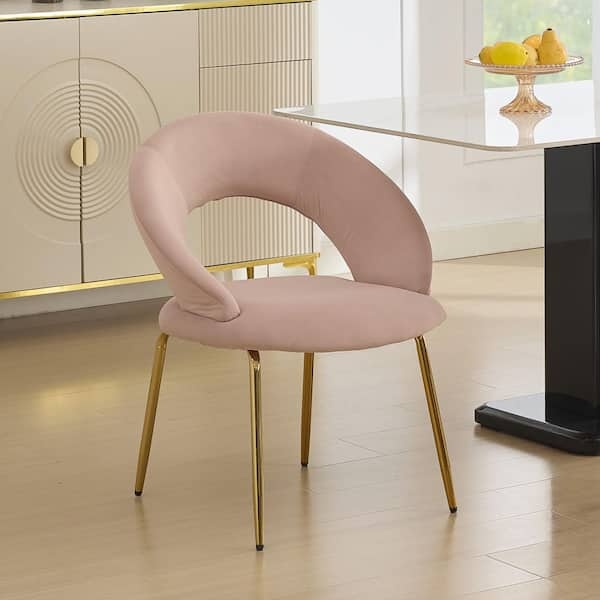 Dining Chair: Channel Tufted Velvet with Ribbed Texture and Gold Legs