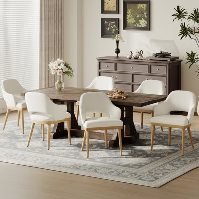 Dining Chair, Charcoal Gray Upholstered, Armless, Wood Legs