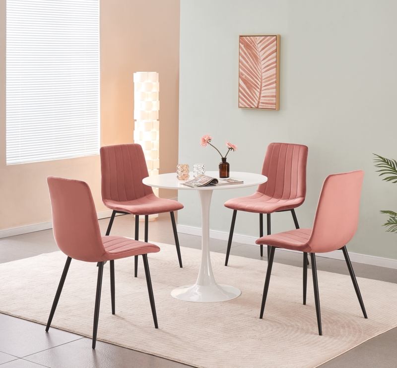 Dining Chair: Charcoal Grey Velvet Channel Tufted with Gold Tips