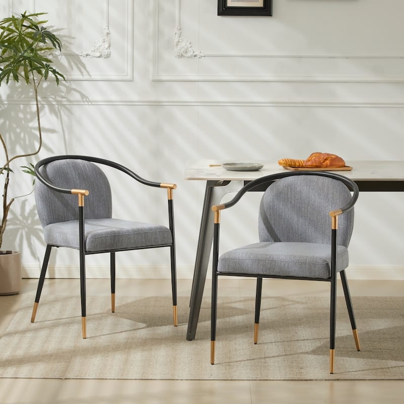 Dining Chair Contemporary Grey Upholstered Tapered Legs Woven