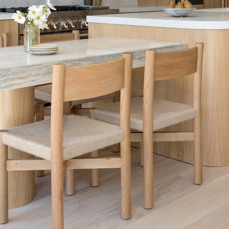 Dining Chair Continuous Curved Back & Arms Organic Modern Oak