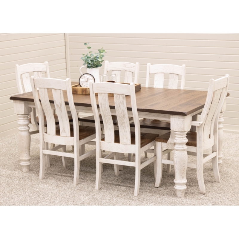 Dining Chair Contoured Seat Slat Back Two Tone Finish Rustic Farmhouse