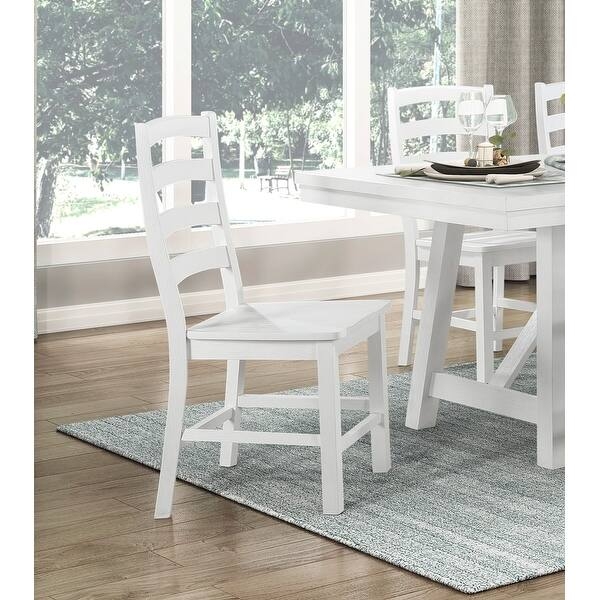Dining Chair Cottage Style White Finish Slat Back Box Seat