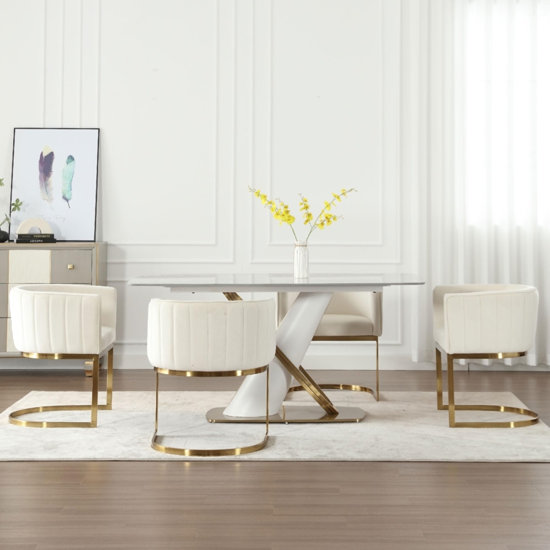 Dining Chair Cream Velvet Barrel Back Black Legs Contemporary Glam