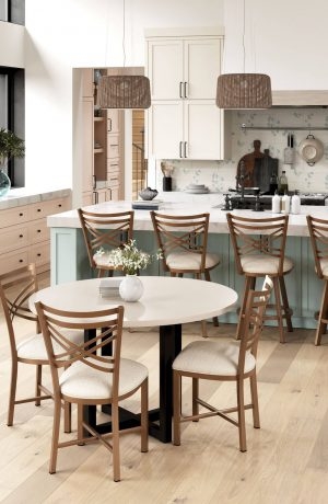 Dining Chair Cross Back Design, Bronze Finish Metal Construction