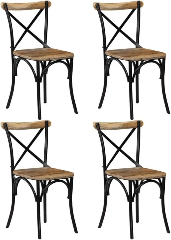 Dining Chair Cross Back Metal Frame & Wood Seat, Farmhouse Style