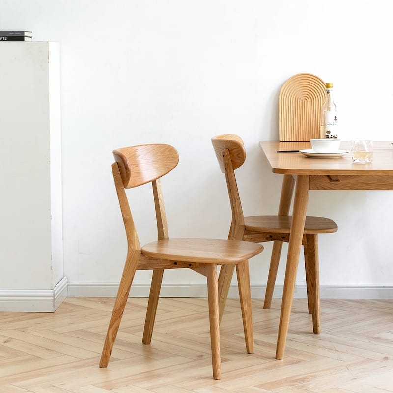 Dining Chair Curved Back Gray Upholstery Scandinavian Wood