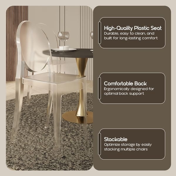 Dining Chair Curved Back Transparent Acrylic Minimalist