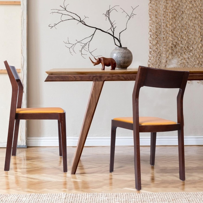 Dining Chair Curved Backrest Tapered Leg Silhouette Espresso Wood