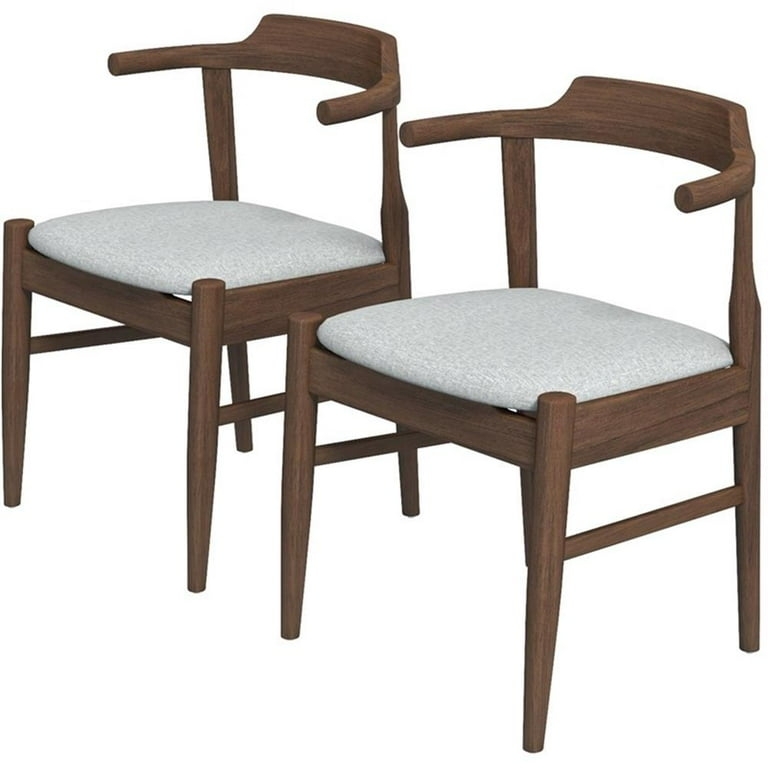 Dining Chair Curved Bentwood Style Frame Gray Upholstery Open Back