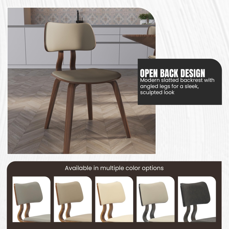Dining Chair Curved Wood Frame Integrated Arms Scandinavian Style