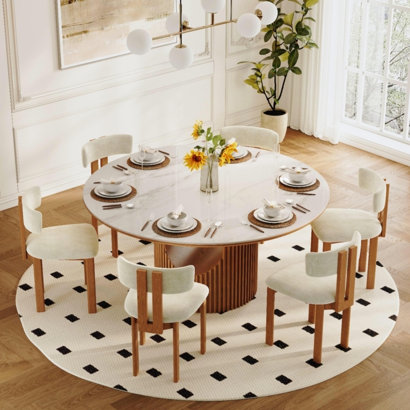 Dining Chair Curved Wood Frame Tapered Black Legs Wraparound Arms