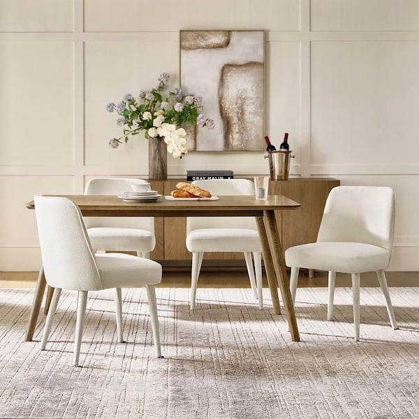 Dining Chair Cutout Back Tapered Black Metal Legs Polyester Fabric