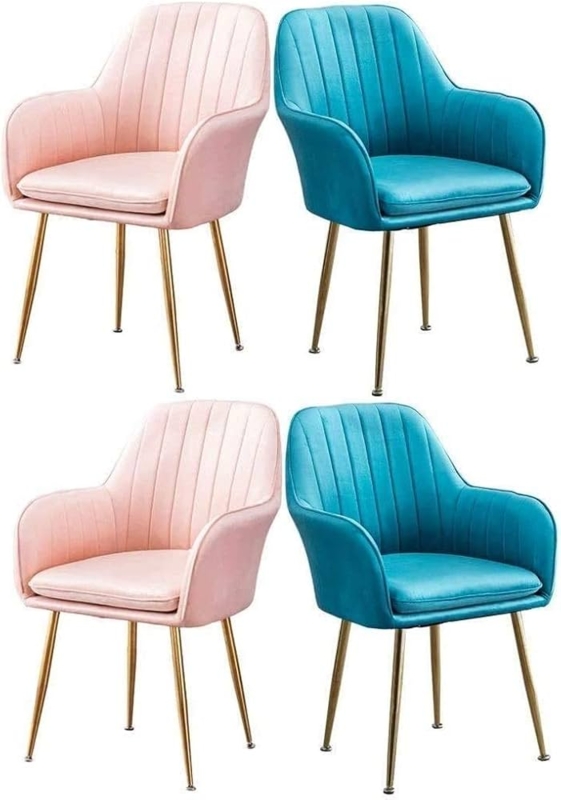 Dining Chair Diamond Quilted Velvet Upholstery Multicolored Set