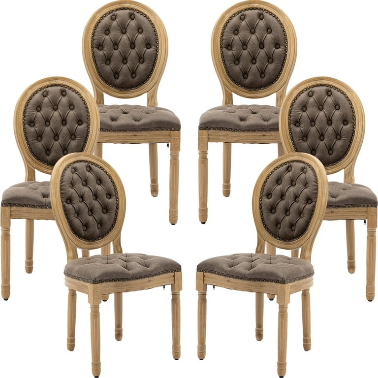 Dining Chair Diamond Tufting Nailhead Trim with Fluted Legs