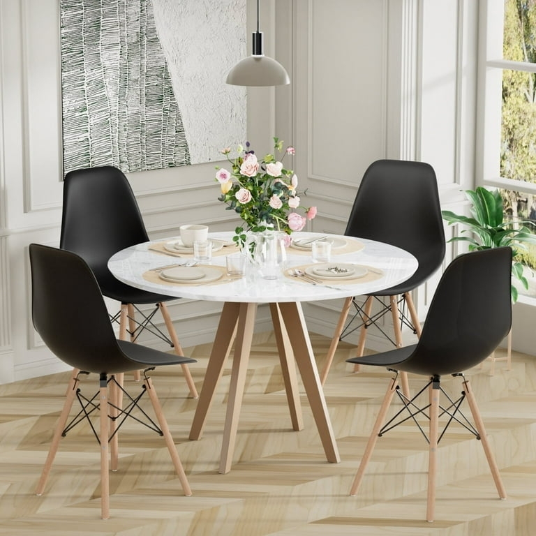 Dining Chair Eiffel Base Molded Shell Tapered Legs Matte Finish