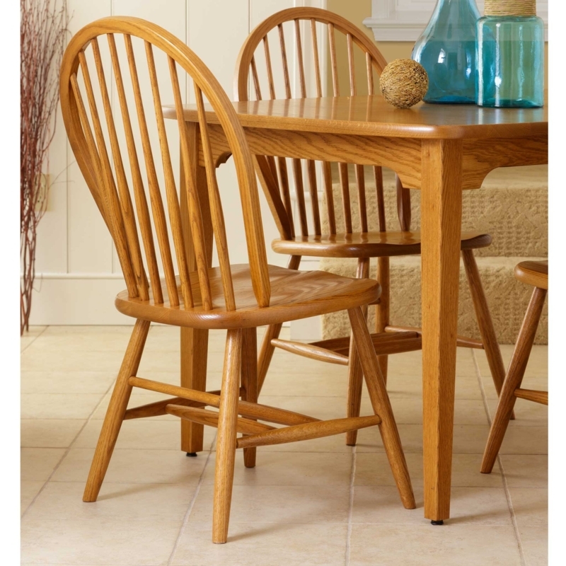 Dining Chair Eight Spindle Back Dark Brown H-Stretcher Base