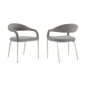 Dining Chair Exposed Brushed Stainless Steel Frame Light Gray