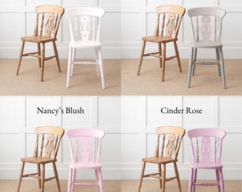 Dining Chair: Farmhouse Fiddle Back with Muted Painted Finishes