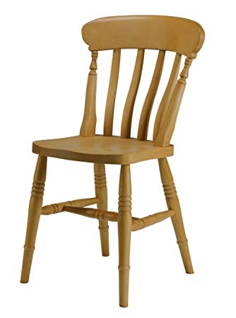 Dining Chair Farmhouse Slat Back Two-Tone Cream Honey Oak Finish (69 chars)