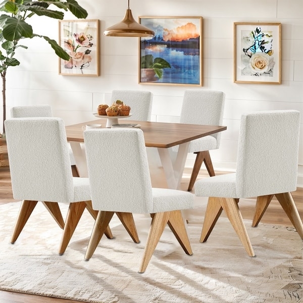 Dining Chair Faux Sherpa Gold Leg Tips, Mid Century Modern