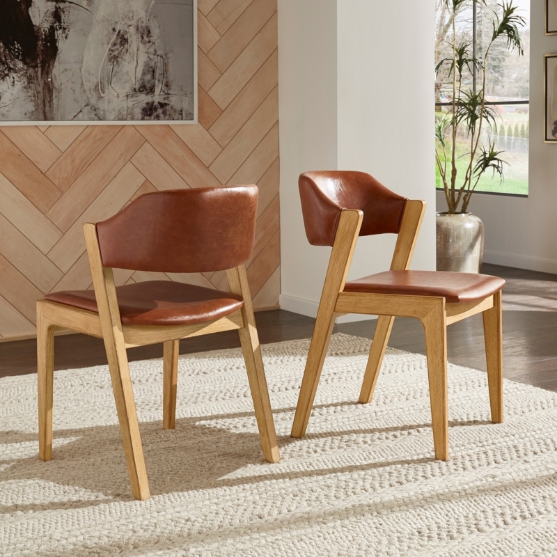 Dining Chair featuring Curved Open Back in Light Oak Finish