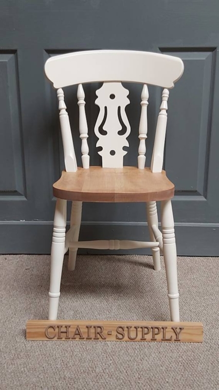 Dining Chair Fiddle Back Silhouette Two Tone Charcoal Wood Finish
