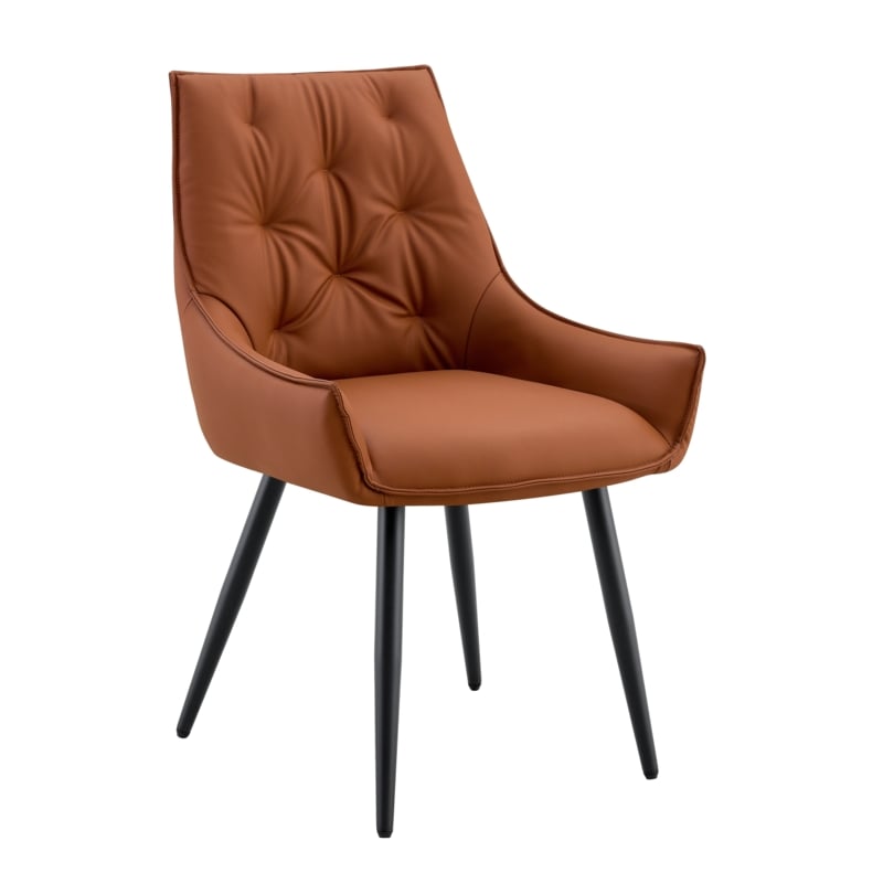 Dining Chair Flat Back Silhouette Tapered Legs Tan