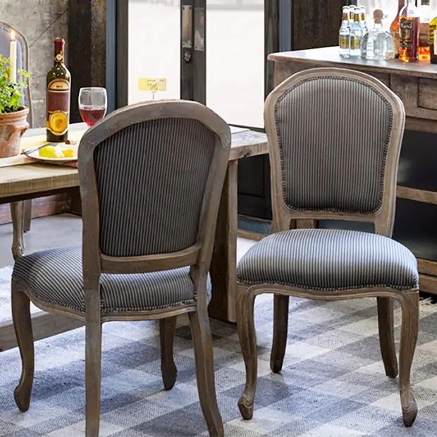 Dining Chair French Provincial Cane Back Fluted Legs Grey Washed Oak