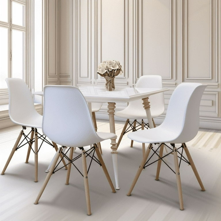 Dining Chair Geometric Cutout Back Eiffel Style Base Molded Plastic