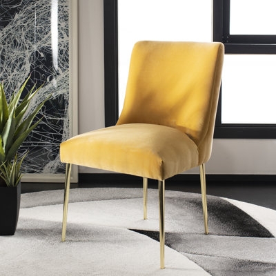 Dining Chair, Gray Barrel Back, Gold Tapered Legs, Glam Style
