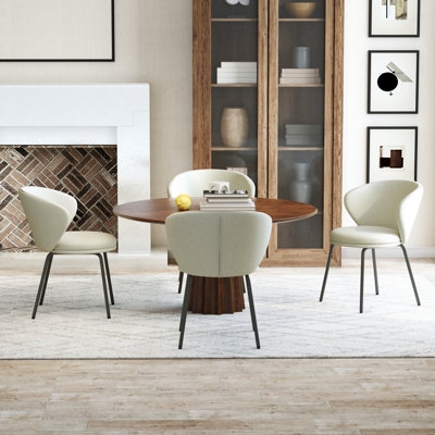 Dining Chair Grey Upholstered Barrel Back with Vertical Stitching