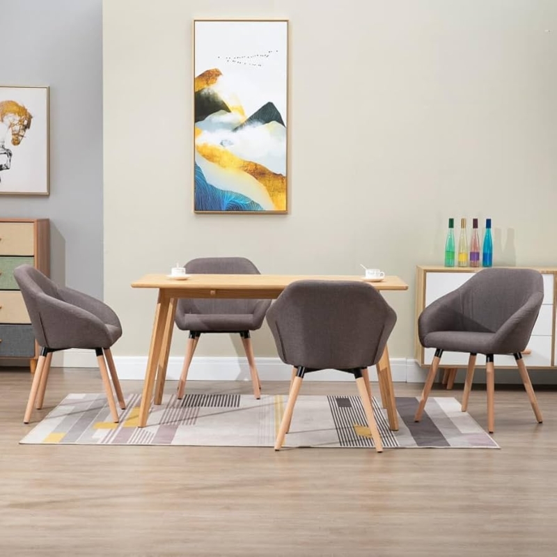 Dining Chair High Back Fabric Upholstery with Espresso Legs