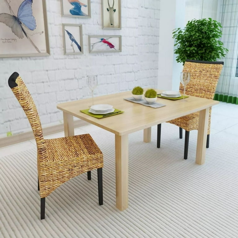 Dining Chair High Back Woven Fiber Texture, Tapered Legs