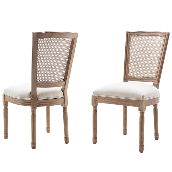 Dining Chair High Rattan Oval Back Weathered Fluted Legs French Style