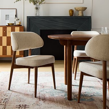 Dining Chair in Charcoal Leatherette with a Sleek Curved Back Profile