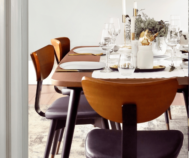 Dining Chair in Grey Upholstery with Dark Wood Elbow Rests
