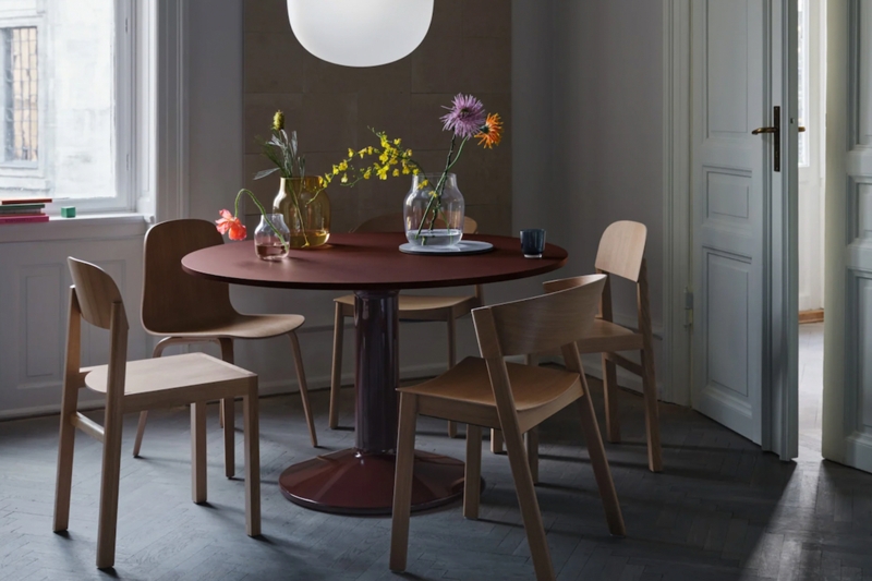 Dining Chair in Matte Dark Finish with Natural Woven Seat