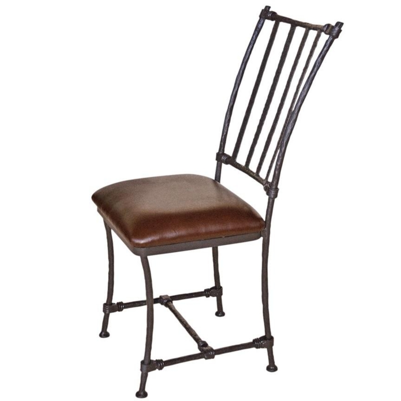 Dining Chair Industrial Iron Frame Slat Back Cross Brace Armless
