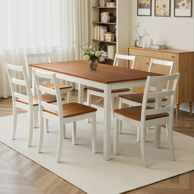 Dining Chair Industrial Slat Back White Minimalist Black Frame