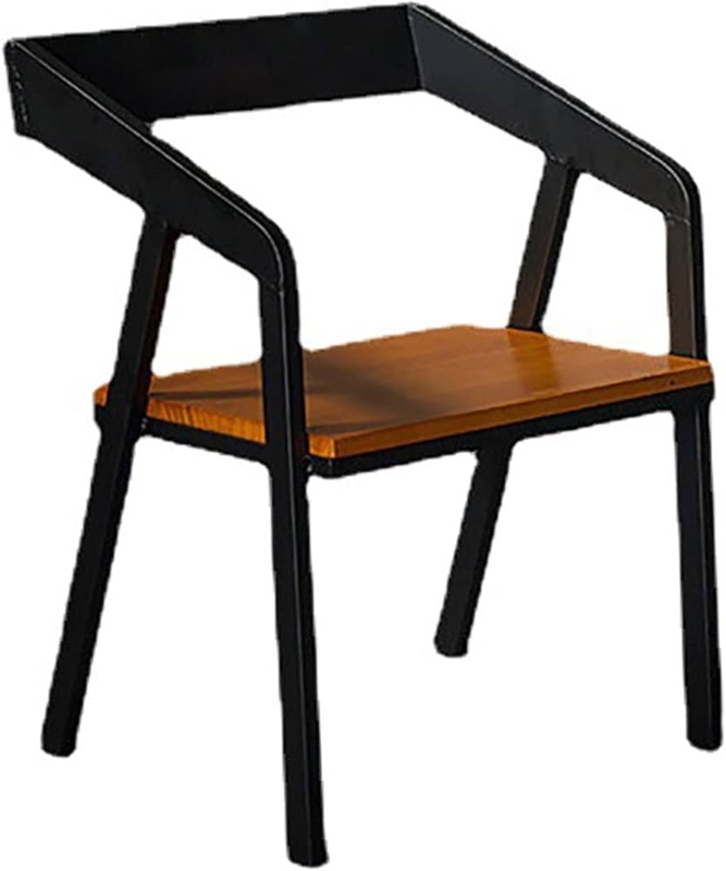Dining Chair Industrial Vintage Metal Frame Wood Seat Cross Back