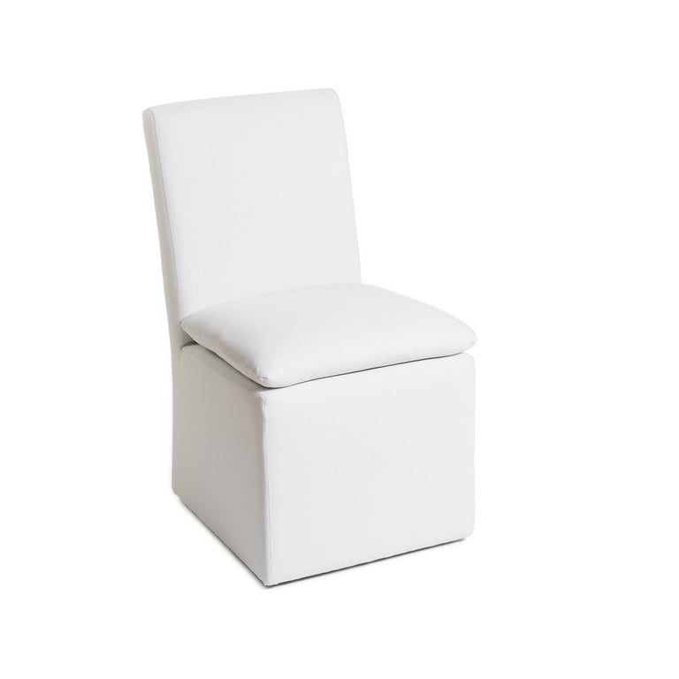 Dining Chair Ivory Barrel Back Rolling Casters Upholstered
