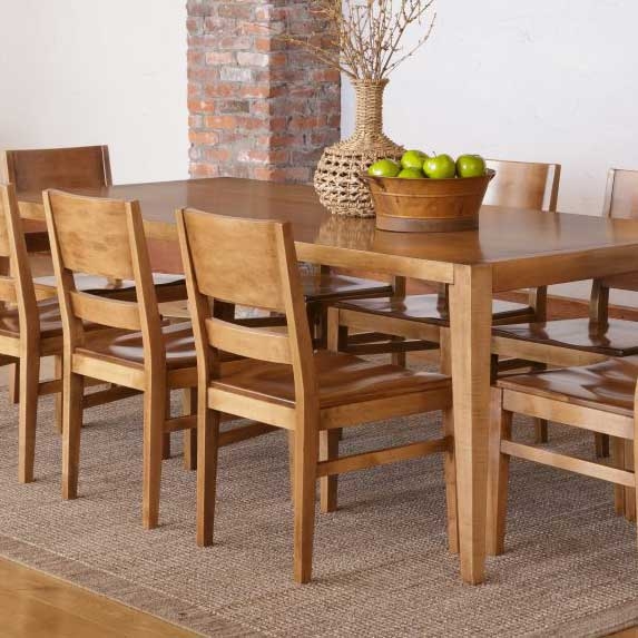 Dining Chair Leather-Like Black Seat Tapered Legs Curved Backrest