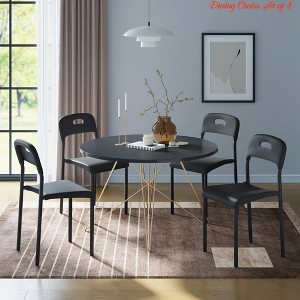 Dining Chair Light Blue Plastic Stackable Wood Toned Legs Scandinavian