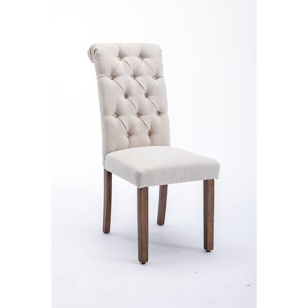 Dining Chair Light Gray Woven Fabric Curved Back Tapered Legs