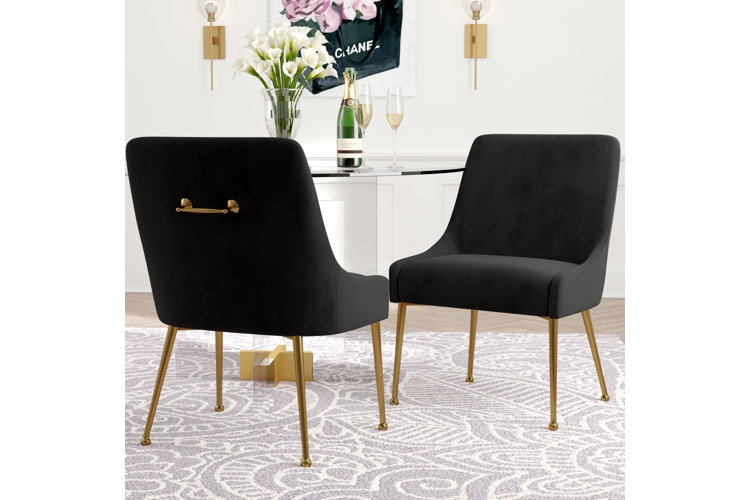 Dining Chair Light Grey Velvet Channel Tufted Barrel Back Metal Legs