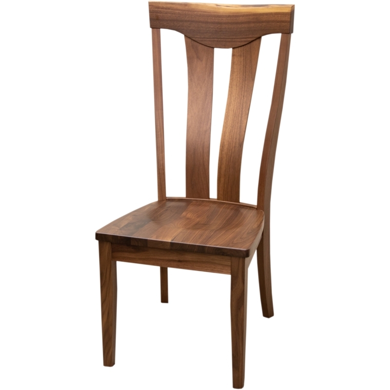 Dining Chair Live Edge Top Slat Back Rustic Brown Wood Natural Finish