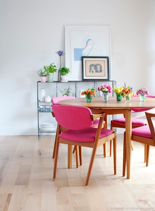 Dining Chair Mid-Century Bucket Seat Brightly Colored Upholstery