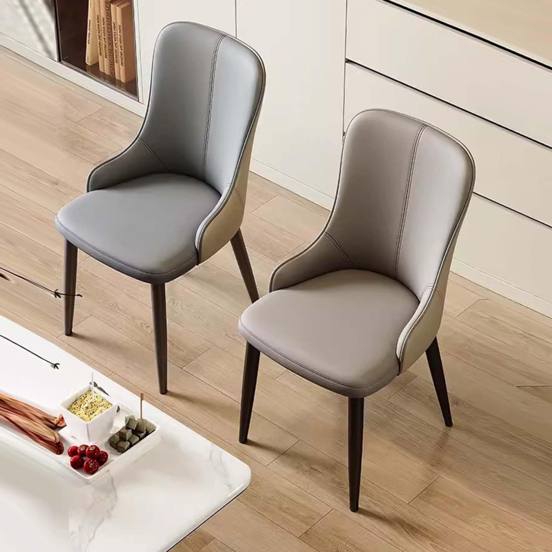 Dining Chair Mid-Century Cognac Upholstery Tapered Black Legs